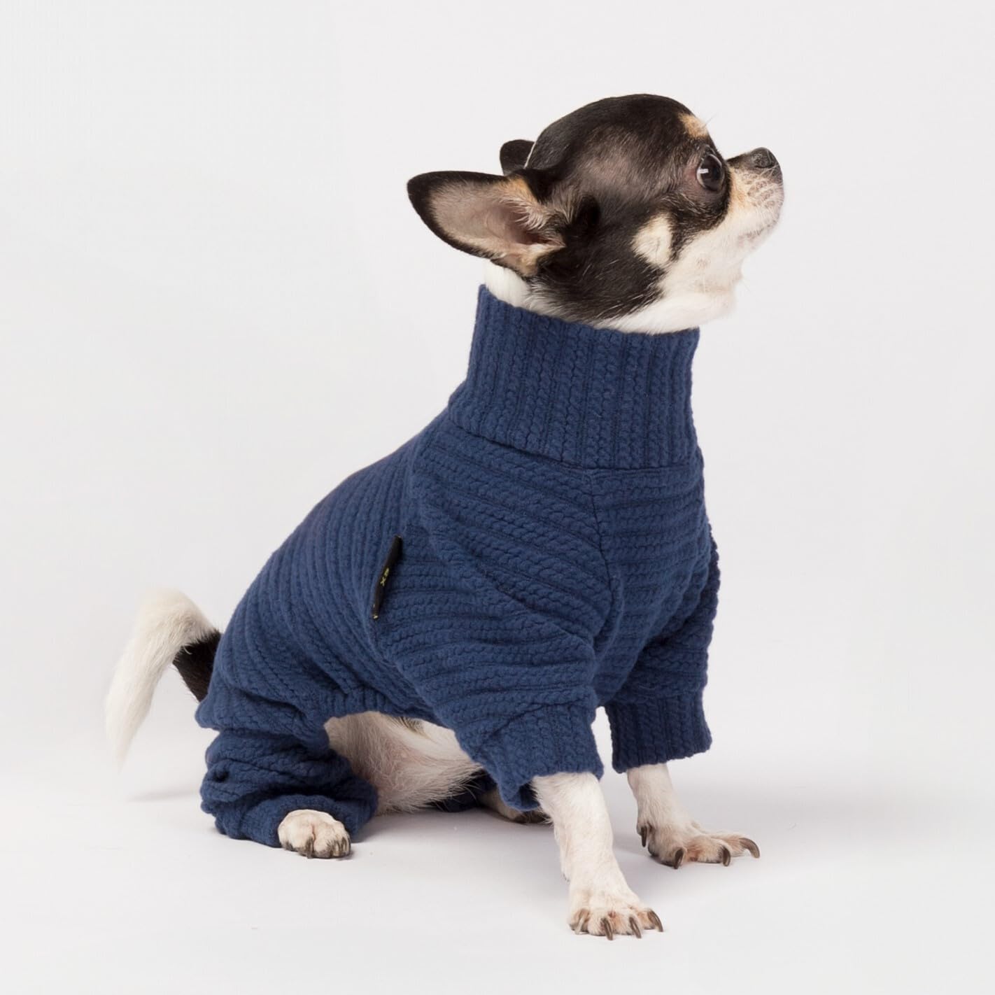 Fitwarm Turtleneck Knitted Dog Sweater Puppy Pajamas Thermal Doggie Winter Clothes Knitwear Pet Coats Cat Apparel Blue Large